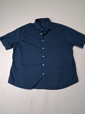 2XL Tommy Hilfiger Navy Short-Sleeve Button-Down with Micro Dot Print